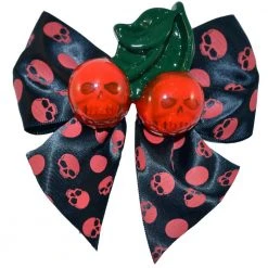 Kreepsville Cherry Skull Hair Hair Bow Red Accessories