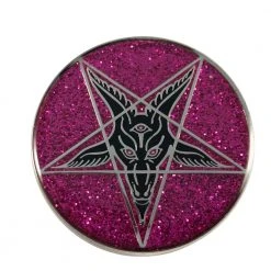 Kreepsville 666 Accessories Glitter Goat Baphomet Enamel Pin Badge Pink