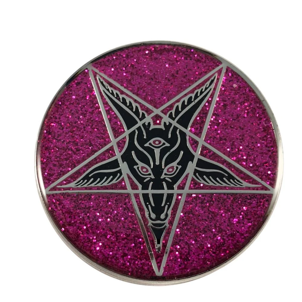 Kreepsville 666 Accessories Glitter Goat Baphomet Enamel Pin Badge Pink 3 Kreepsville 666 Accessories Glitter Goat Baphomet Enamel Pin Badge Pink