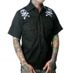 Kreepsville Harlock Skull X Bones Western Shirt Men's
