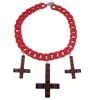 Kreepsville Inverted Cross Pentagram Necklace Red Jewelry