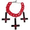 Kreepsville Inverted Cross Skull Bracelet Red