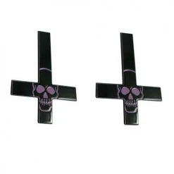 Kreepsville Inverted Cross Skull Hairslides Purple Accessories