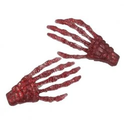 Kreepsville Skeleton Bone Hand Hairslides Red Glitter