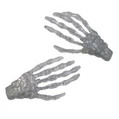 Kreepsville Skeleton Bone Hand Hairslides Silver Glitter