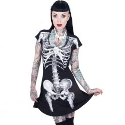 Kreepsville Skeleton White Flare Dress