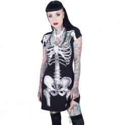 Kreepsville Skeleton White Flare Dress
