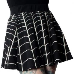Kreepsville Spiderweb White Skater Skirt