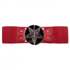 Kreepsville 666 Accessories Elastic Waist Belt Goat Head Red