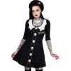 Kreepsville Women's Spooky Girl Flare 3/4 Sleeve Dress