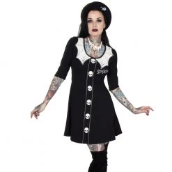 Kreepsville Women's Spooky Girl Flare 3/4 Sleeve Dress