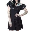 Kreepsville Women's Ruffle Dress Bat Black