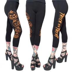 Kreepsville Trick Or Treat Pumpkin Capri Leggings