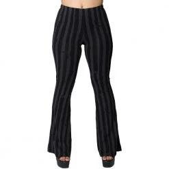 Kreepsville Women's Distressed Stripe Grey Flare Leggings