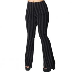 Kreepsville Women's Distressed Stripe Grey Flare Leggings