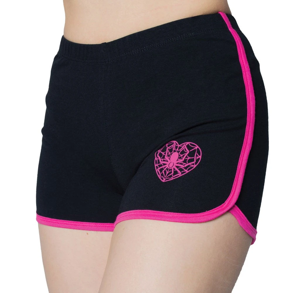 Kreepsville Web Heart Pink Womens Running Shorts Women's 4 Kreepsville Web Heart Pink Womens Running Shorts Women's