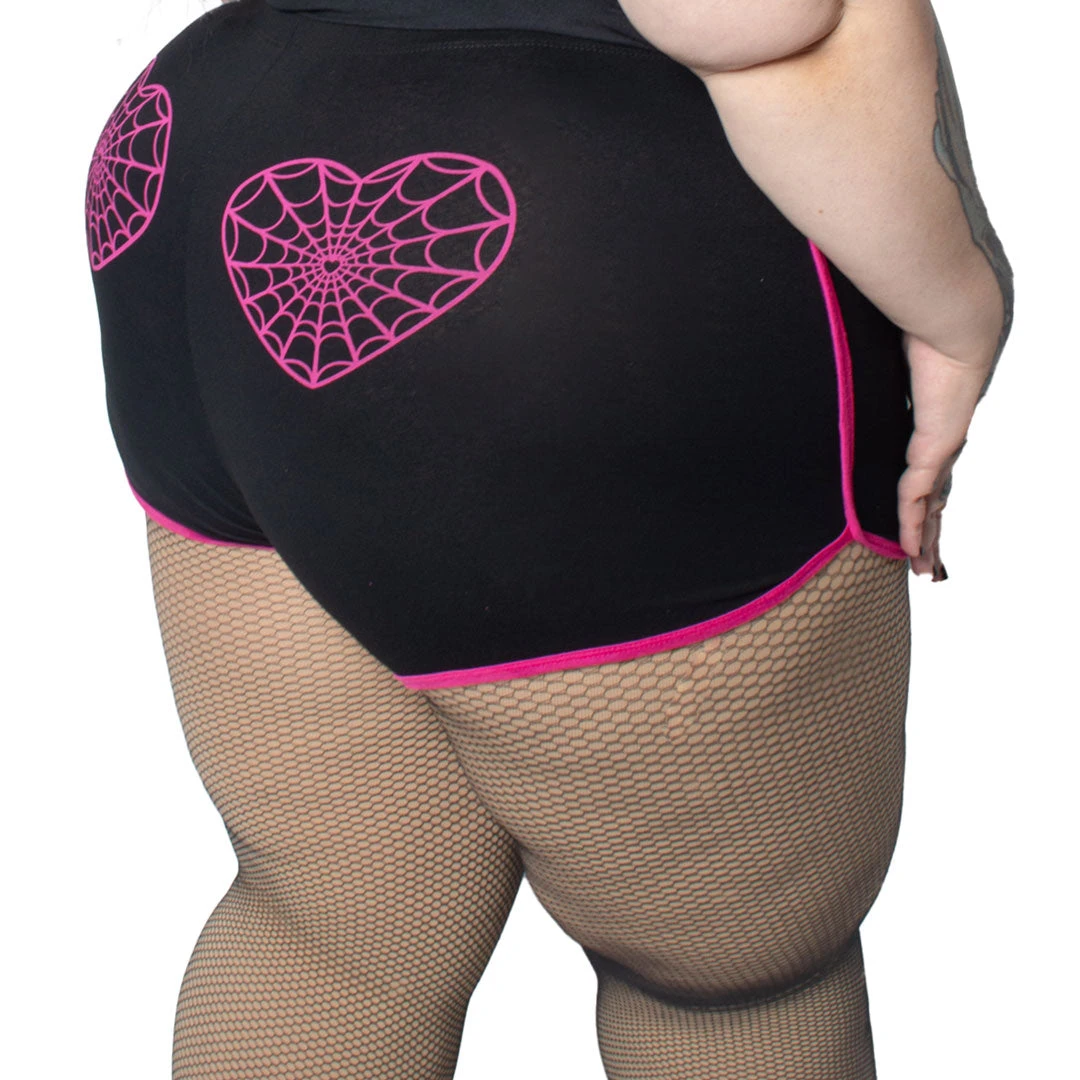 Kreepsville Web Heart Pink Womens Running Shorts Women's 6 Kreepsville Web Heart Pink Womens Running Shorts Women's