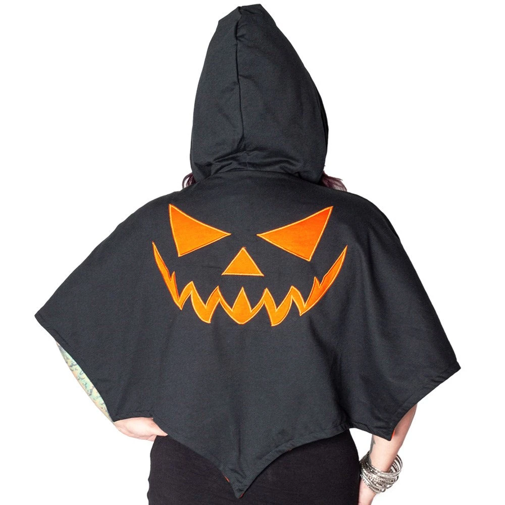 Kreepsville Women's Reversible Trick Or Treat Pumpkin Shoulder Cape 5 Kreepsville Women's Reversible Trick Or Treat Pumpkin Shoulder Cape