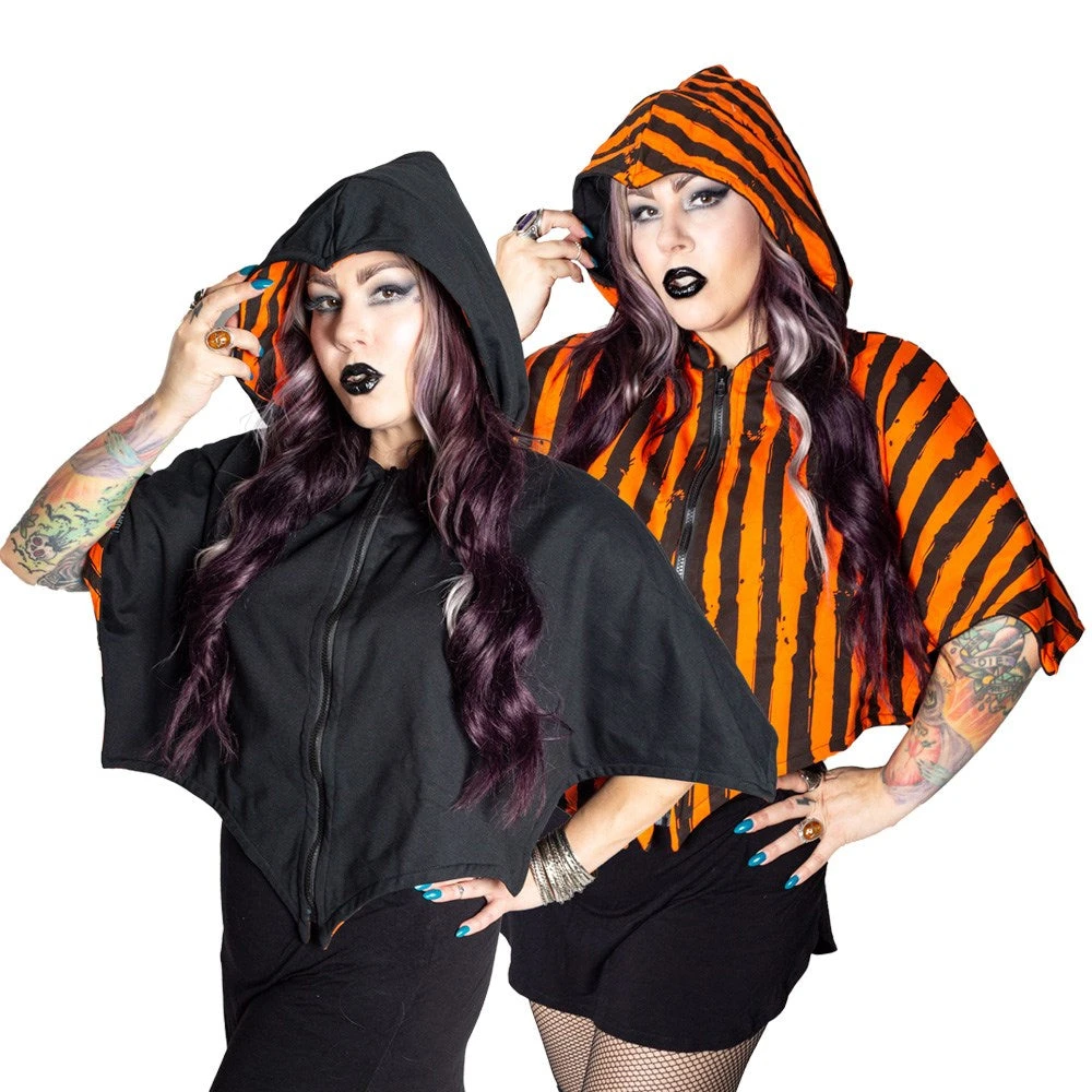 Kreepsville Women's Reversible Trick Or Treat Pumpkin Shoulder Cape 3 Kreepsville Women's Reversible Trick Or Treat Pumpkin Shoulder Cape