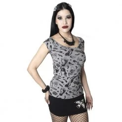 Women's Elvira Comic Icons Grey Shoulder Tee