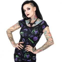 Kreepsville Spookshow Off Shoulder Top Blk/Purple Shop The Look