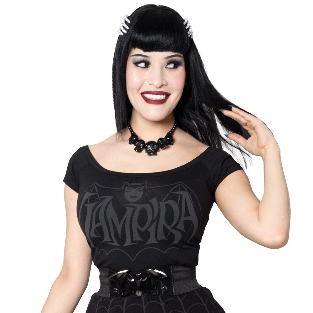 Vampira Retro Bat Dark Shoulder Top Women's 3 Vampira Retro Bat Dark Shoulder Top Women's