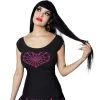 Kreepsville Spiderweb Heart Shoulder Top Pink