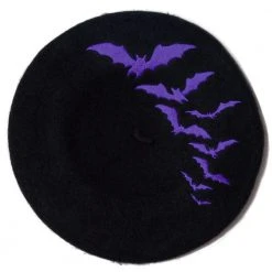 Kreepsville Accessories Bat Repeat Purple Beret Hat