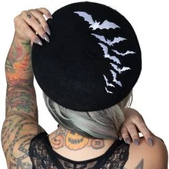 Kreepsville Accessories Bat Repeat White Beret Hat