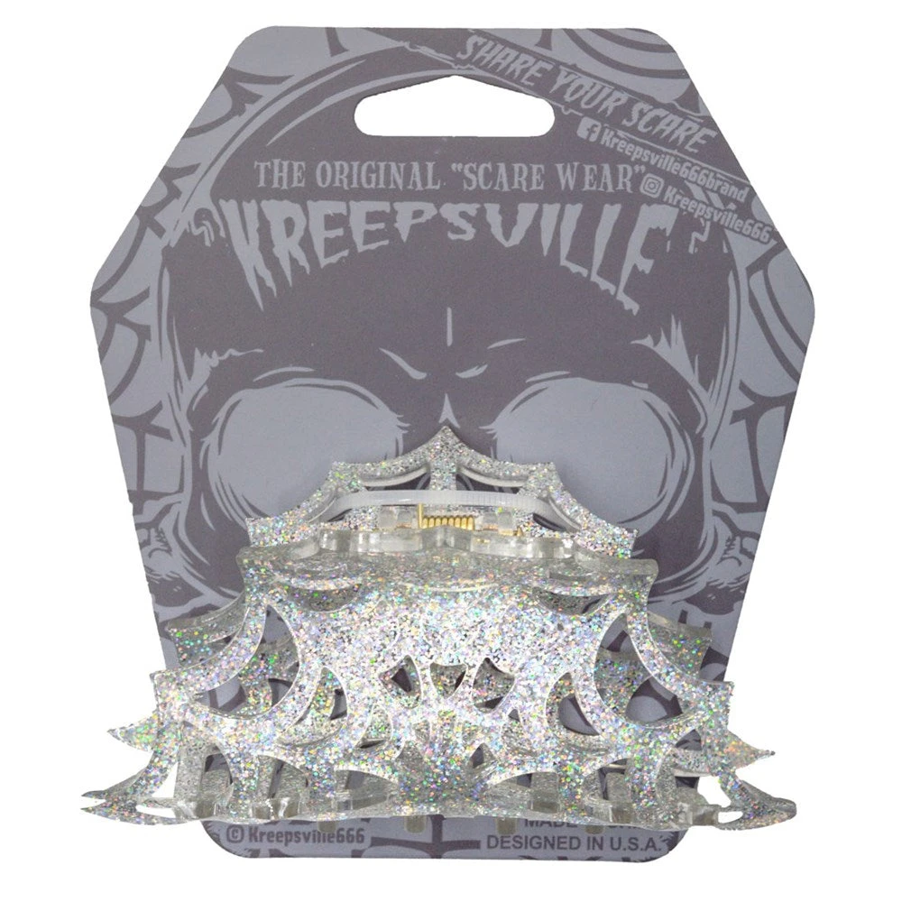 Kreepsville Spiderweb Hair Claw Clip Silver Accessories 5 Kreepsville Spiderweb Hair Claw Clip Silver Accessories