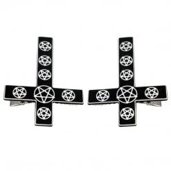 Kreepsville Shop The Look Inverted Cross Pentagram Hairslides Black