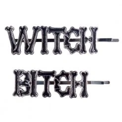 Kreepsville Witch Bitch Text Hair Slides Accessories