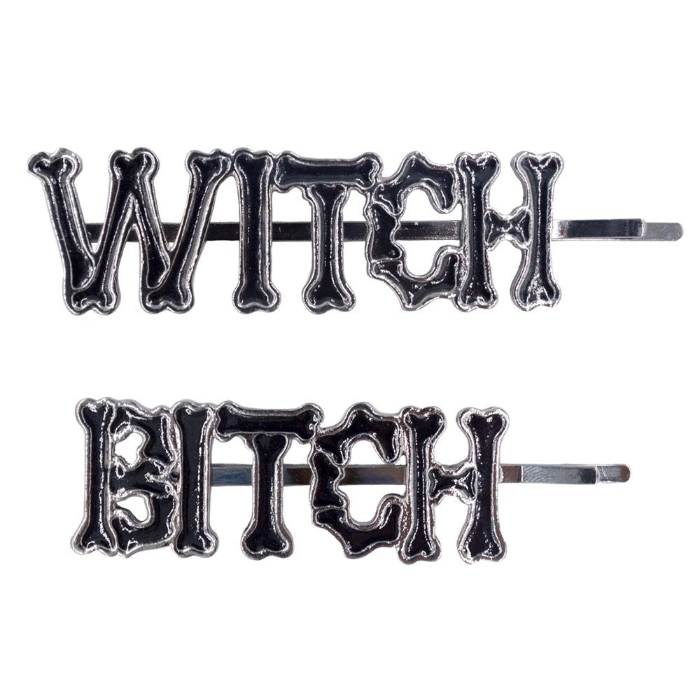 Kreepsville Witch Bitch Text Hair Slides Accessories 3 Kreepsville Witch Bitch Text Hair Slides Accessories