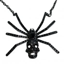 Kreepsville Jewelry Dia Spider Skull Necklace Black