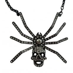 Kreepsville Dia Spider Skull Necklace Clear