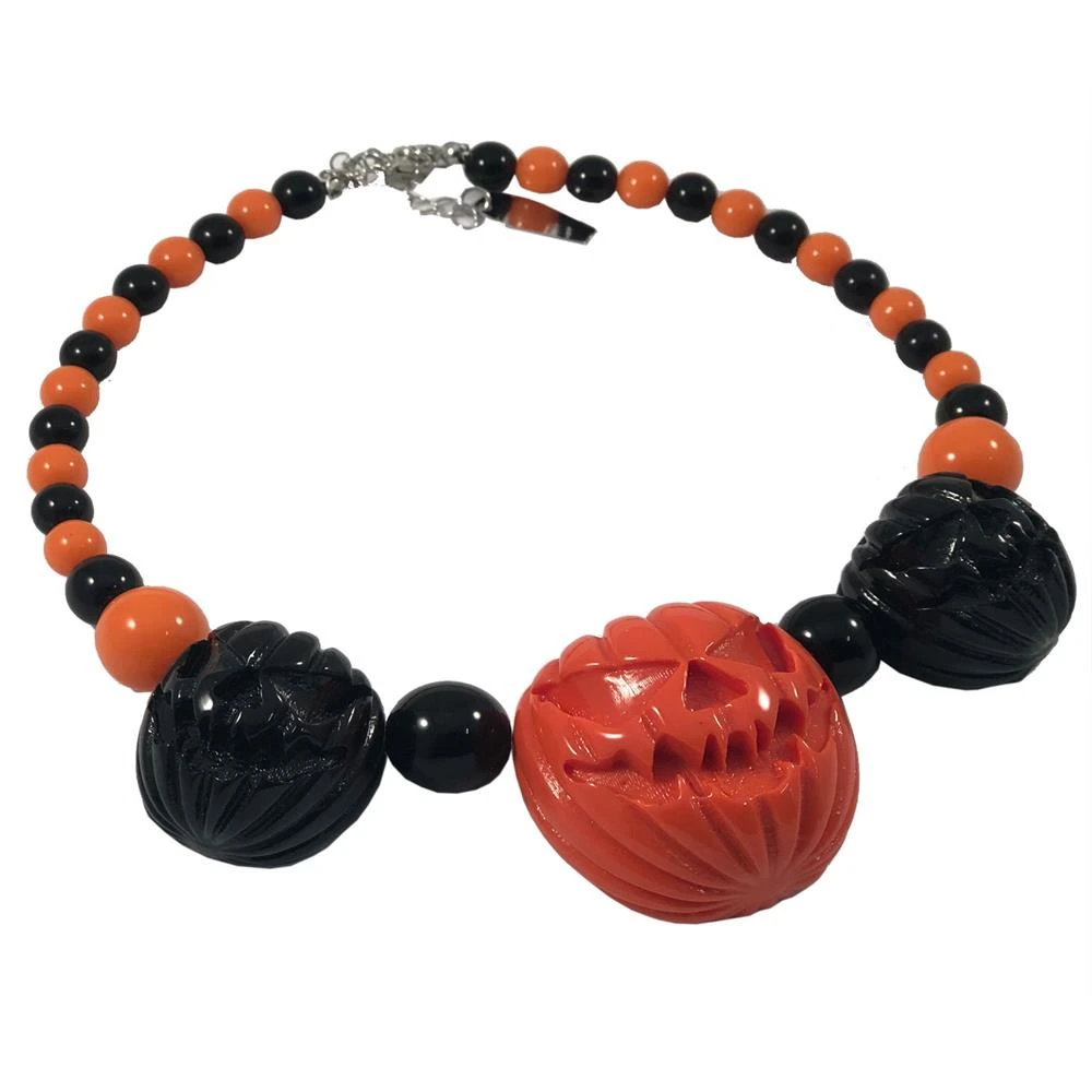 Kreepsville Jewelry Jack O Lantern Pumpkin Necklace Black/Orange 4 Kreepsville Jewelry Jack O Lantern Pumpkin Necklace Black/Orange