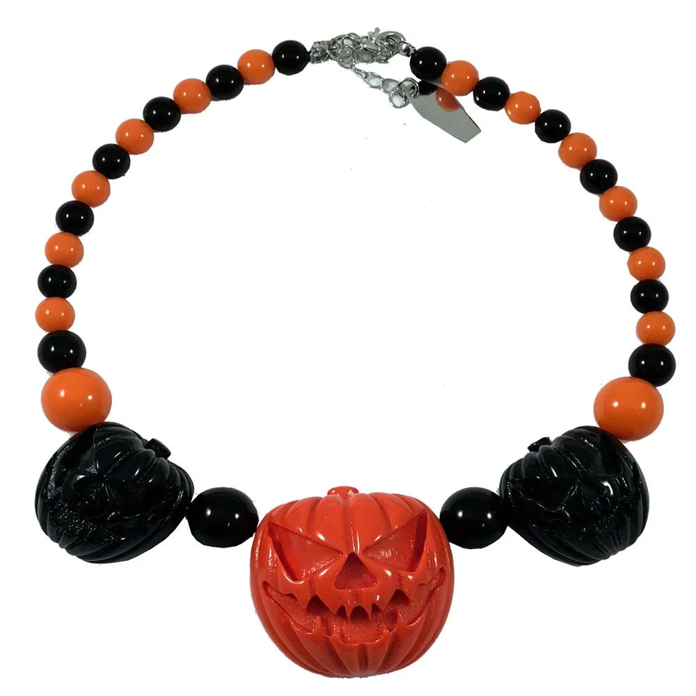 Kreepsville Jewelry Jack O Lantern Pumpkin Necklace Black/Orange 3 Kreepsville Jewelry Jack O Lantern Pumpkin Necklace Black/Orange