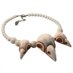 Kreepsville Jewelry Crow Skull Collection Necklace White