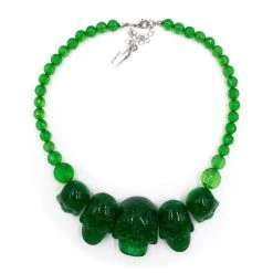 Kreepsville Jewelry Skull Collection Necklace Green Glitter