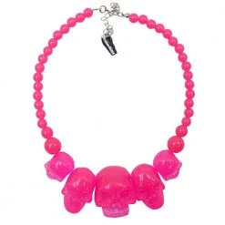 Kreepsville Skull Collection Necklace Pink Glitter