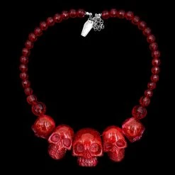 Kreepsville Jewelry Skull Collection Necklace Red Glitter