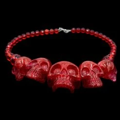 Kreepsville Jewelry Skull Collection Necklace Red Glitter
