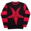 Kreepsville 666 Goathead Baphomet Red Striped Sweater Men's
