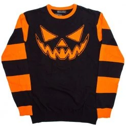 Kreepsville Trick Or Treat Pumpkin Striped Sweater Men's