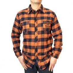 Kreepsville Men's Trick Or Treat Pumpkin Orange Flannel Shirt