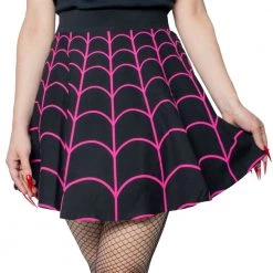 Kreepsville Spiderweb Pink Skater Skirt Women's
