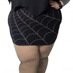 Kreepsville Spiderweb Mini Skirt Grey Women's