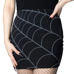 Kreepsville Spiderweb Mini Skirt Grey Women's