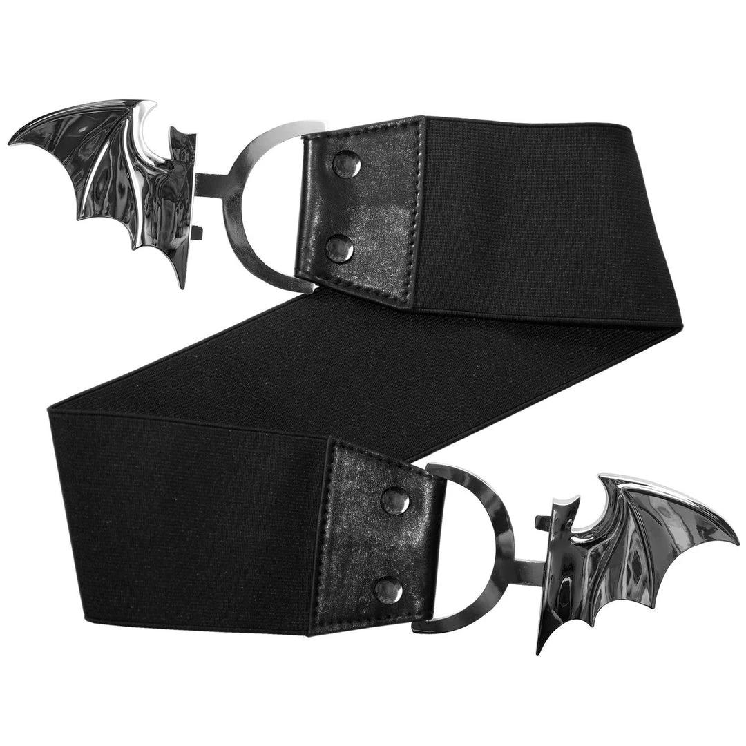 Kreepsville Elastic Waist Belt Bat Silver Accessories 4 Kreepsville Elastic Waist Belt Bat Silver Accessories